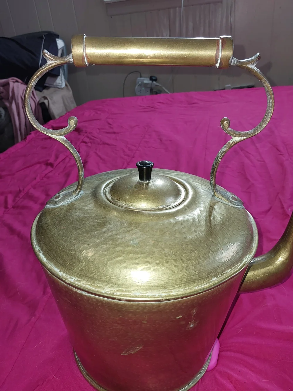 Brass Finish Very Large Vintage Teapot Kettle - Gold